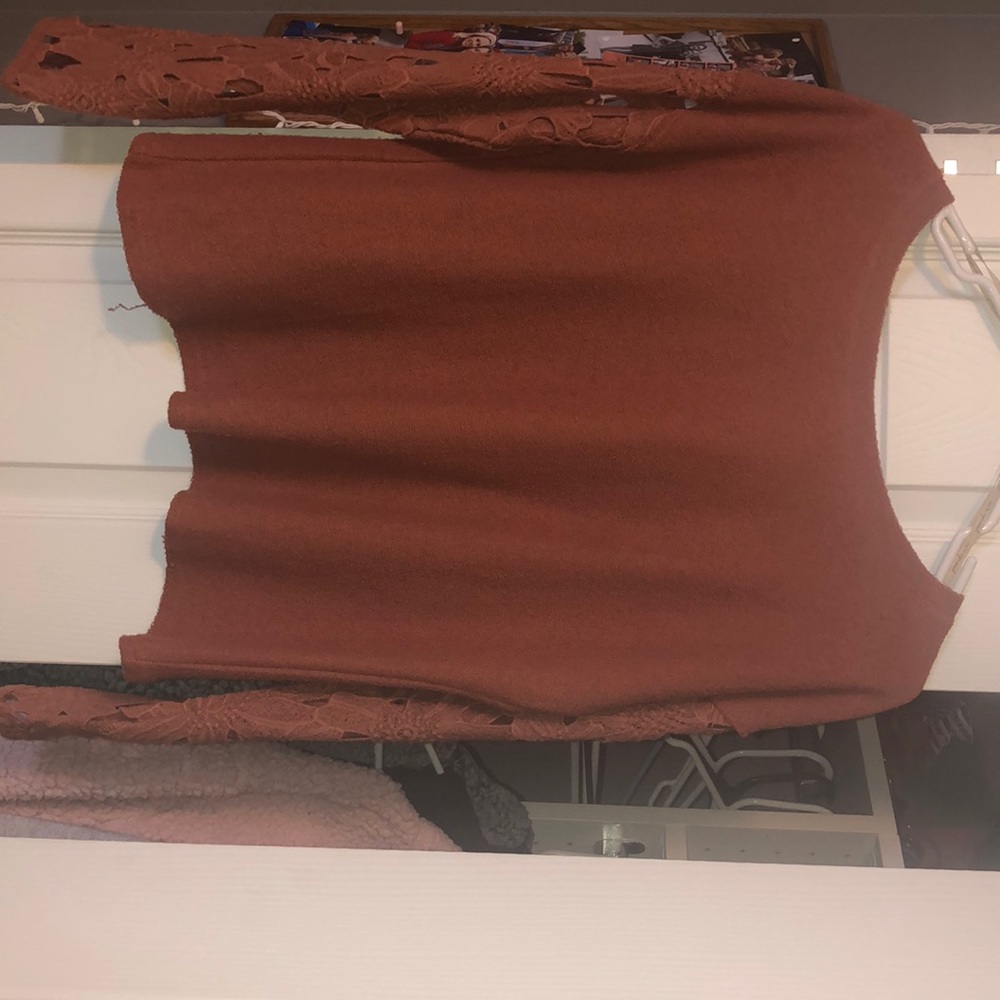 burnt organs cropped sweater with burnout arms